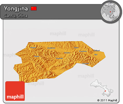 Political 3D Map of Yongjina, cropped outside
