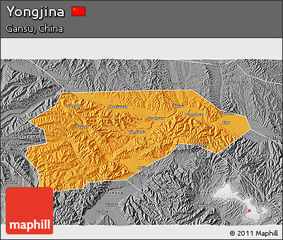 Political 3D Map of Yongjina, desaturated