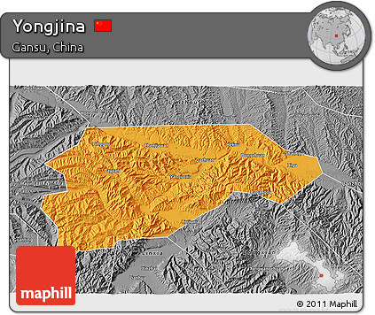 Political 3D Map of Yongjina, desaturated