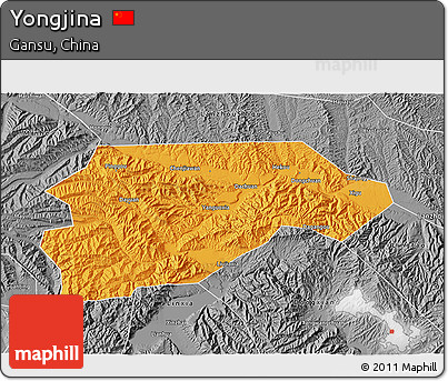 Political 3D Map of Yongjina, desaturated