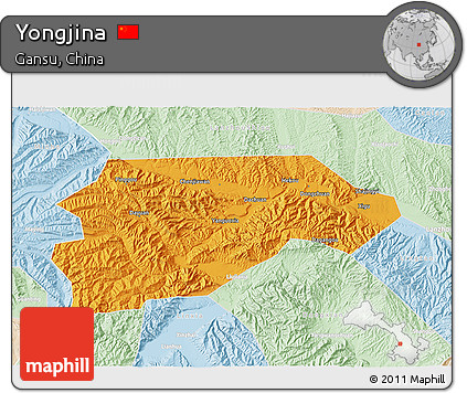 Political 3D Map of Yongjina, lighten