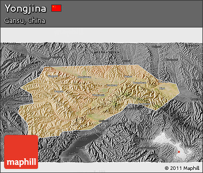 Satellite 3D Map of Yongjina, darken, desaturated