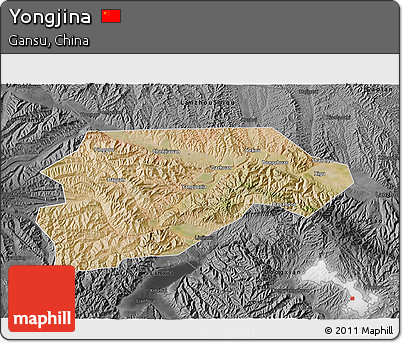 Satellite 3D Map of Yongjina, darken, desaturated