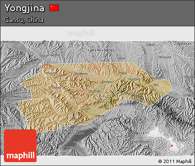 Satellite 3D Map of Yongjina, desaturated
