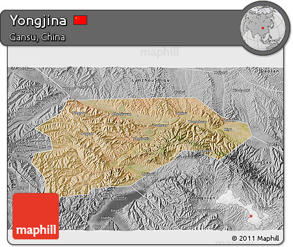 Satellite 3D Map of Yongjina, desaturated