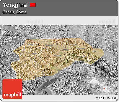 Satellite 3D Map of Yongjina, desaturated