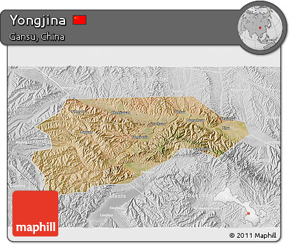 Satellite 3D Map of Yongjina, lighten, desaturated