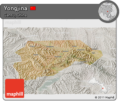 Satellite 3D Map of Yongjina, lighten, semi-desaturated