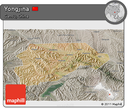 Satellite 3D Map of Yongjina, semi-desaturated