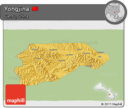 Savanna Style 3D Map of Yongjina, single color outside