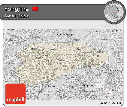 Shaded Relief 3D Map of Yongjina, desaturated