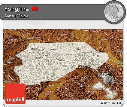 Shaded Relief 3D Map of Yongjina, physical outside
