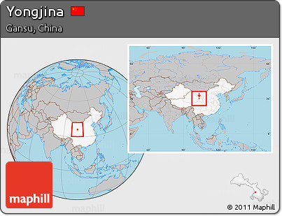 Gray Location Map of Yongjina, highlighted country, within the entire country