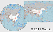 Gray Location Map of Yongjina, highlighted country, within the entire country, hill shading