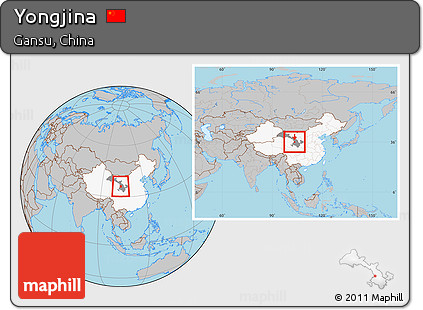 Gray Location Map of Yongjina, highlighted country, highlighted parent region, within the entire country