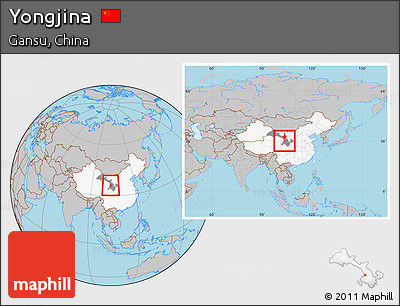 Gray Location Map of Yongjina, highlighted country, highlighted parent region, within the entire country