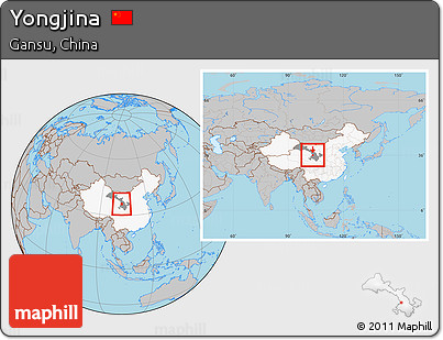 Gray Location Map of Yongjina, highlighted country, highlighted parent region, within the entire country