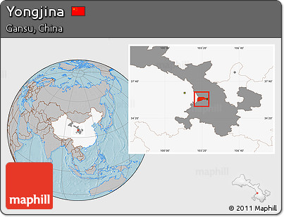 Gray Location Map of Yongjina, highlighted country, highlighted parent region, hill shading