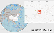 Gray Location Map of Yongjina, highlighted country, hill shading