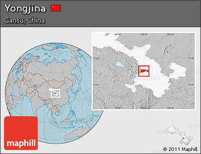 Gray Location Map of Yongjina, highlighted parent region, hill shading