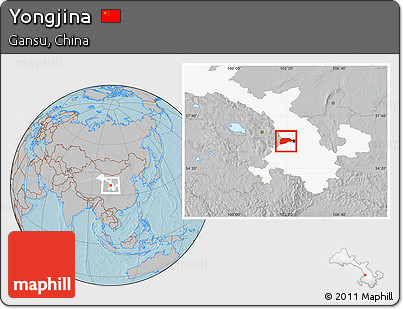 Gray Location Map of Yongjina, highlighted parent region, hill shading