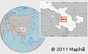 Gray Location Map of Yongjina, highlighted parent region, hill shading
