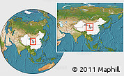 Satellite Location Map of Yongjina, highlighted country, highlighted parent region, within the entire country
