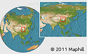 Satellite Location Map of Yongjina, highlighted parent region, within the entire country