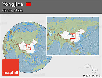 Savanna Style Location Map of Yongjina, highlighted country, highlighted parent region, within the entire country, hill shading