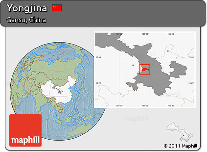 Savanna Style Location Map of Yongjina, highlighted country, highlighted parent region, hill shading