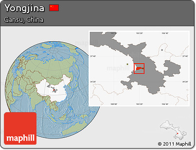 Savanna Style Location Map of Yongjina, highlighted country, highlighted parent region, hill shading