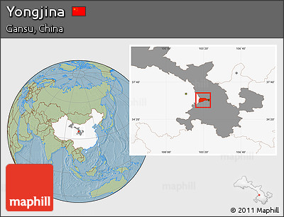 Savanna Style Location Map of Yongjina, highlighted country, highlighted parent region, hill shading