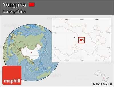 Savanna Style Location Map of Yongjina, highlighted country, hill shading