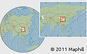 Savanna Style Location Map of Yongjina, highlighted parent region, within the entire country, hill shading