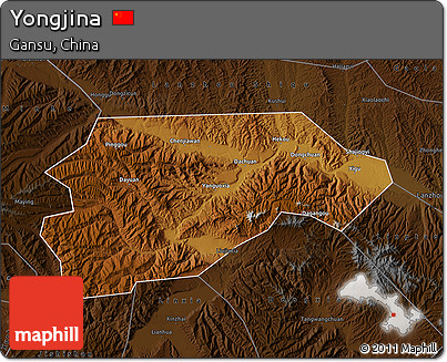 Physical Map of Yongjina, darken