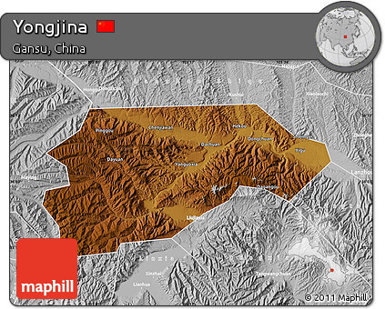 Physical Map of Yongjina, lighten, desaturated