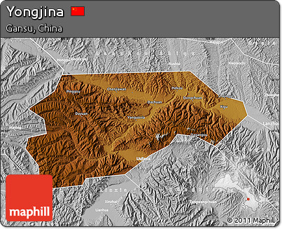 Physical Map of Yongjina, lighten, desaturated