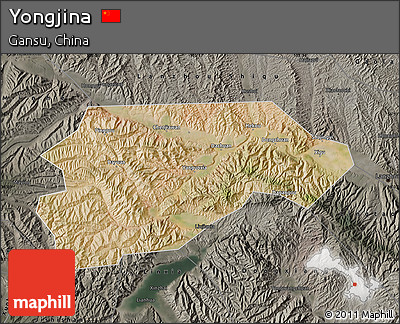 Satellite Map of Yongjina, darken, semi-desaturated
