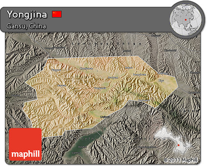 Satellite Map of Yongjina, darken, semi-desaturated