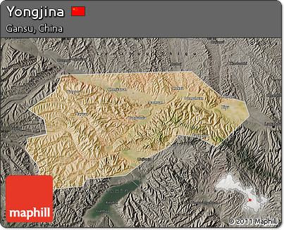 Satellite Map of Yongjina, darken, semi-desaturated