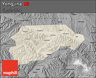 Shaded Relief Map of Yongjina, darken, desaturated