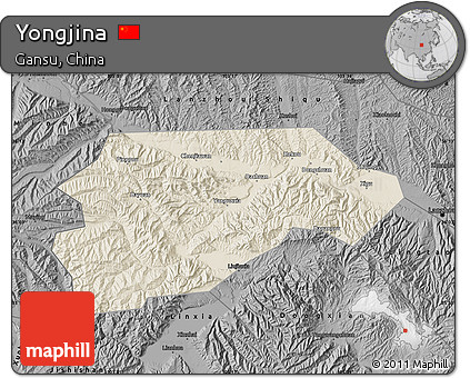 Shaded Relief Map of Yongjina, darken, desaturated