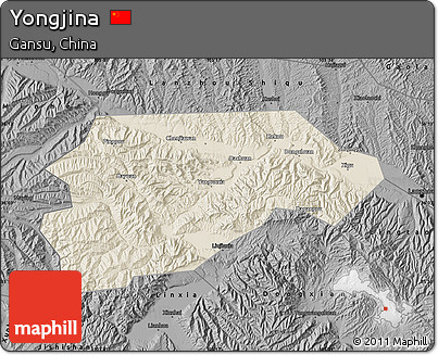 Shaded Relief Map of Yongjina, darken, desaturated