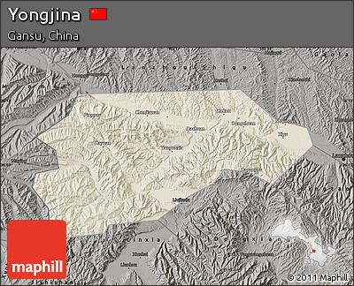 Shaded Relief Map of Yongjina, darken, semi-desaturated