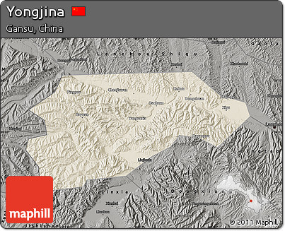 Shaded Relief Map of Yongjina, darken, semi-desaturated