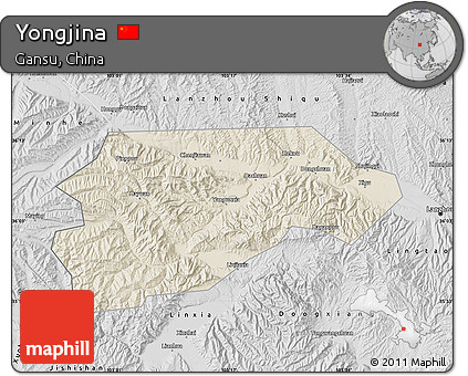 Shaded Relief Map of Yongjina, desaturated