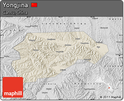 Shaded Relief Map of Yongjina, desaturated