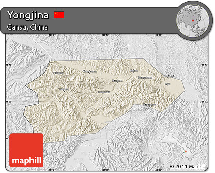 Shaded Relief Map of Yongjina, lighten, desaturated