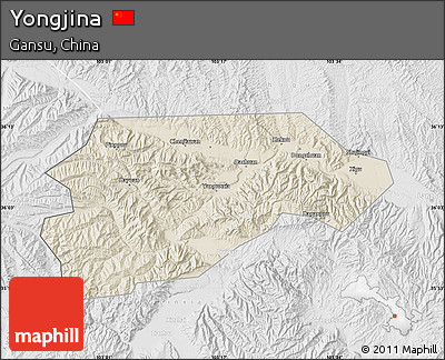 Shaded Relief Map of Yongjina, lighten, desaturated