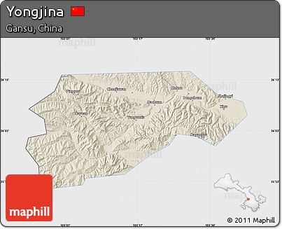 Shaded Relief Map of Yongjina, single color outside